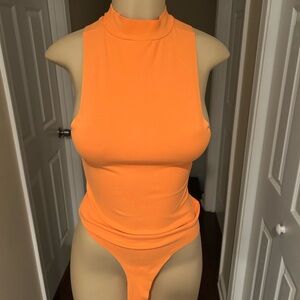 Orange Sleeveless Women's body suit Top